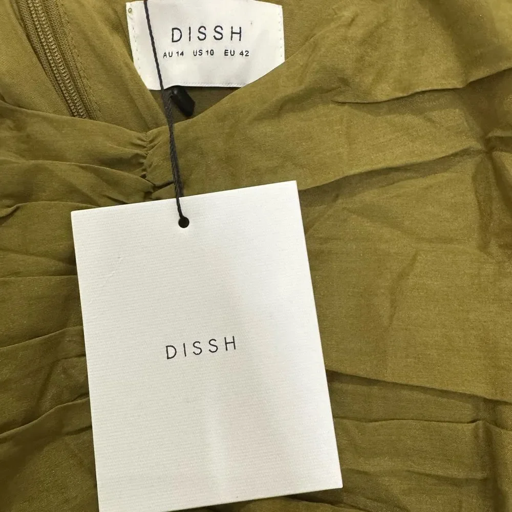 NWT DISSH FRANKIE OLIVE CUT OUT MIDI DRESS in Olive
